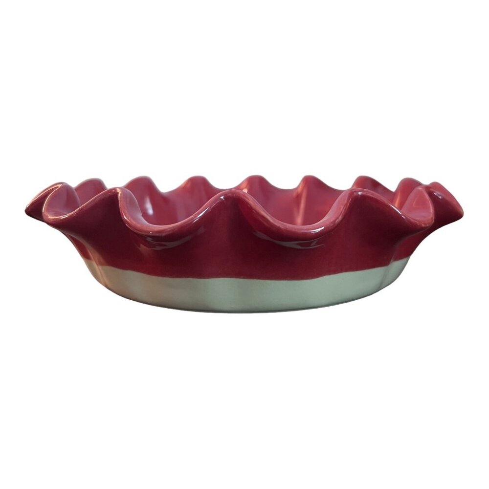 Emile Henry Ruffled Pie Dish Red Made France 10.5 X10.5 X 2.5 Williams Sonoma - Picture 4 of 7